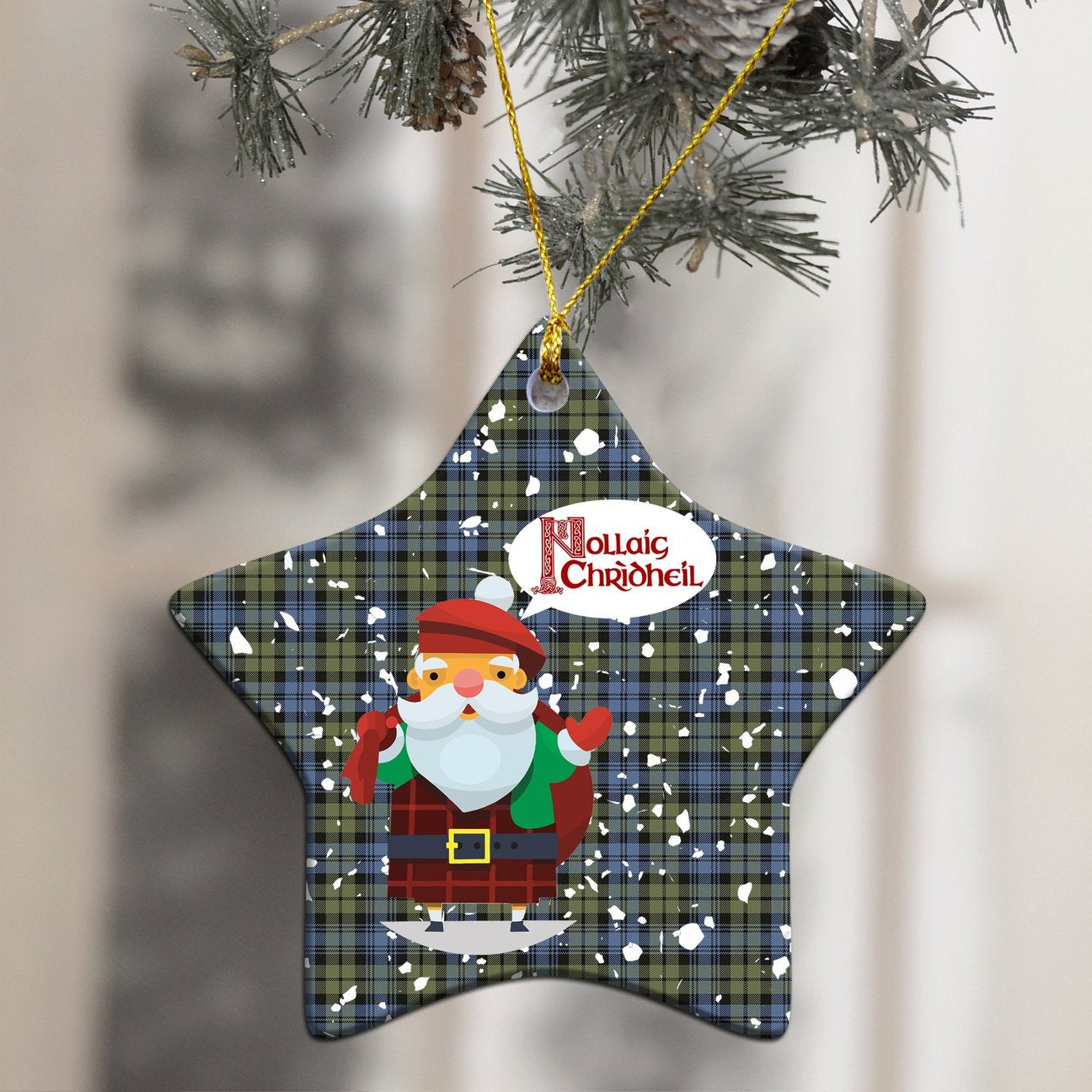 Campbell Faded Tartan Christmas Ceramic Ornament - Santa Style