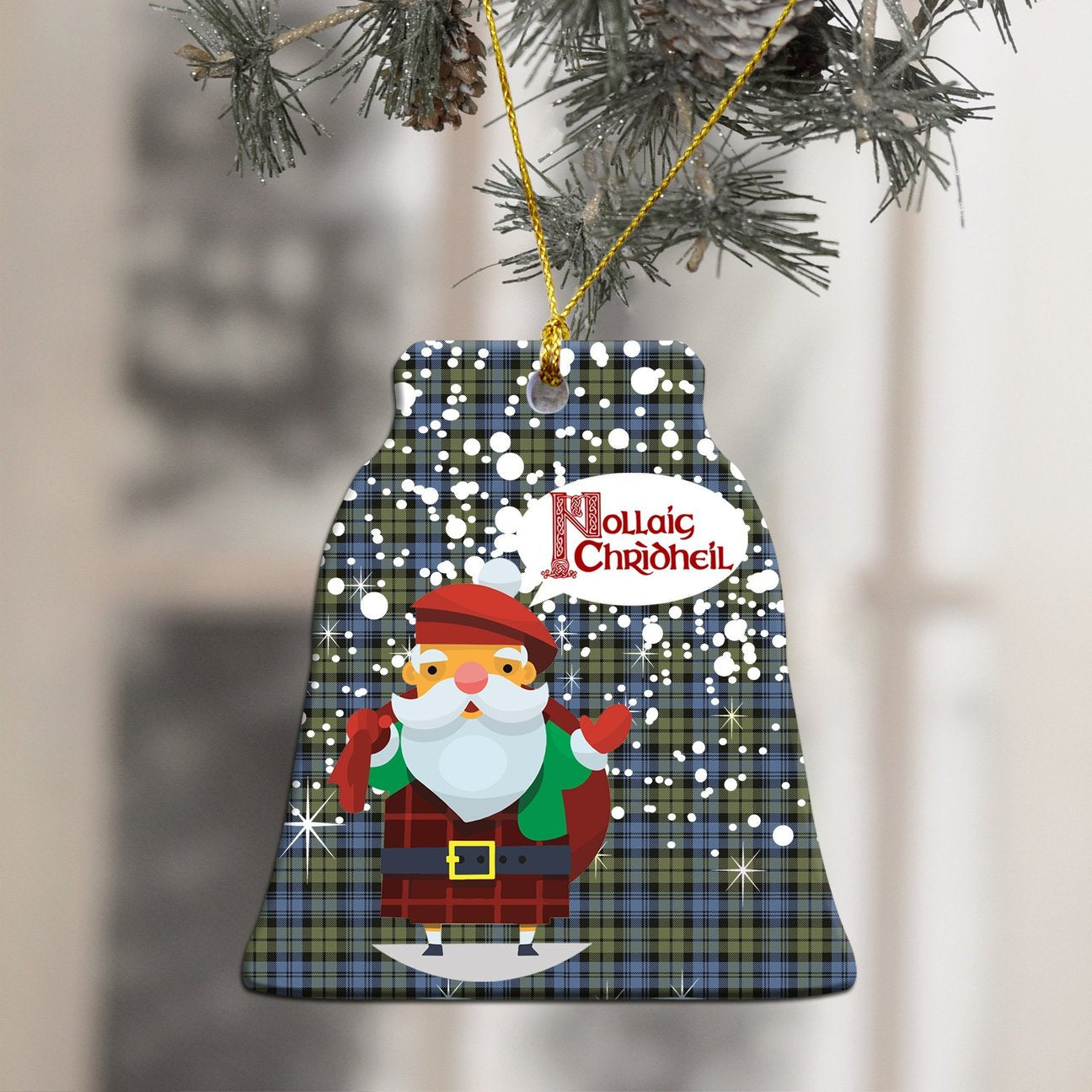 Campbell Faded Tartan Christmas Ceramic Ornament - Santa Style