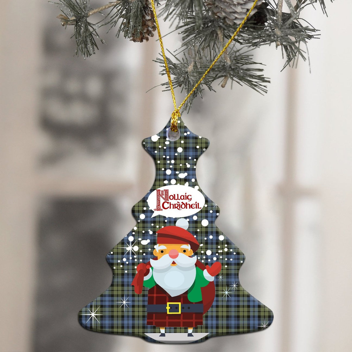 Campbell Faded Tartan Christmas Ceramic Ornament - Santa Style