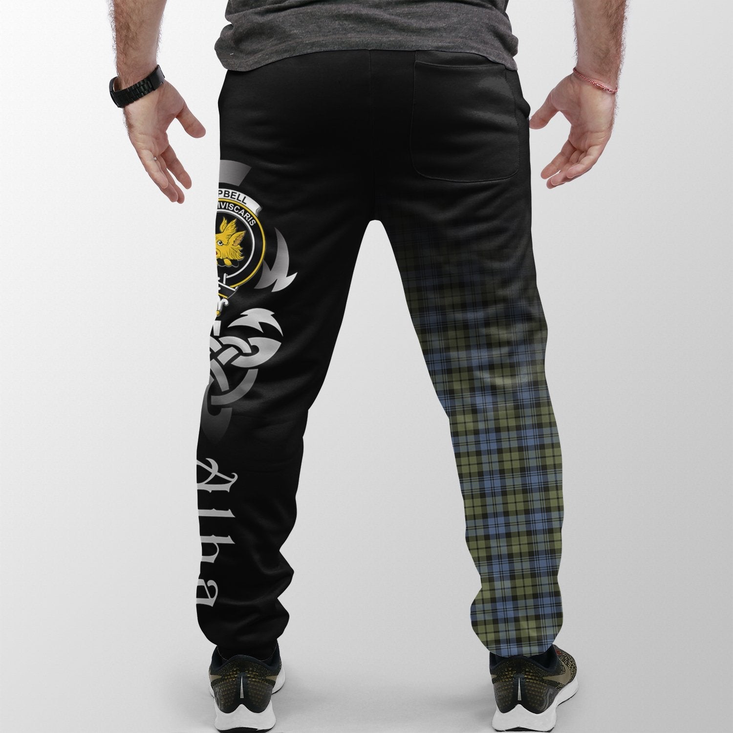 Campbell Faded Tartan Crest Jogger Sweatpants - Alba Celtic Style