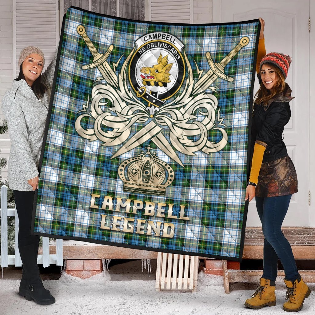 Campbell Dress Tartan Crest Legend Gold Royal Premium Quilt