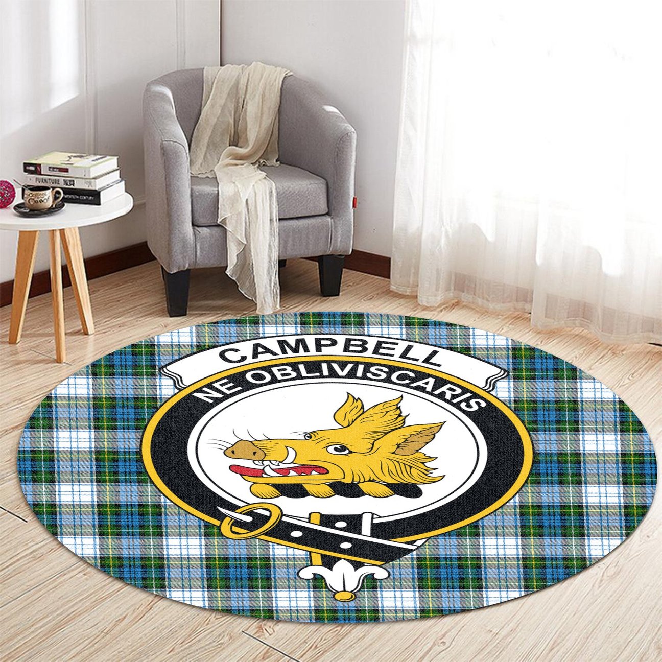 Campbell Dress Tartan Crest Round Rug