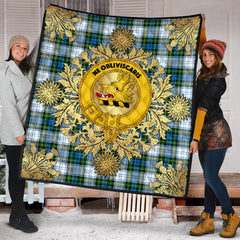 Campbell Dress Tartan Crest Premium Quilt - Gold Thistle Style