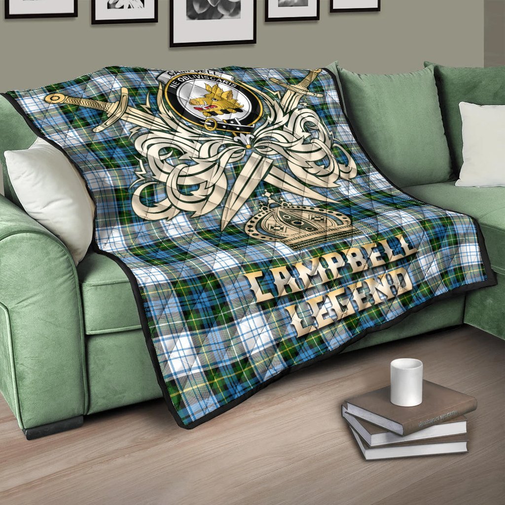 Campbell Dress Tartan Crest Legend Gold Royal Premium Quilt