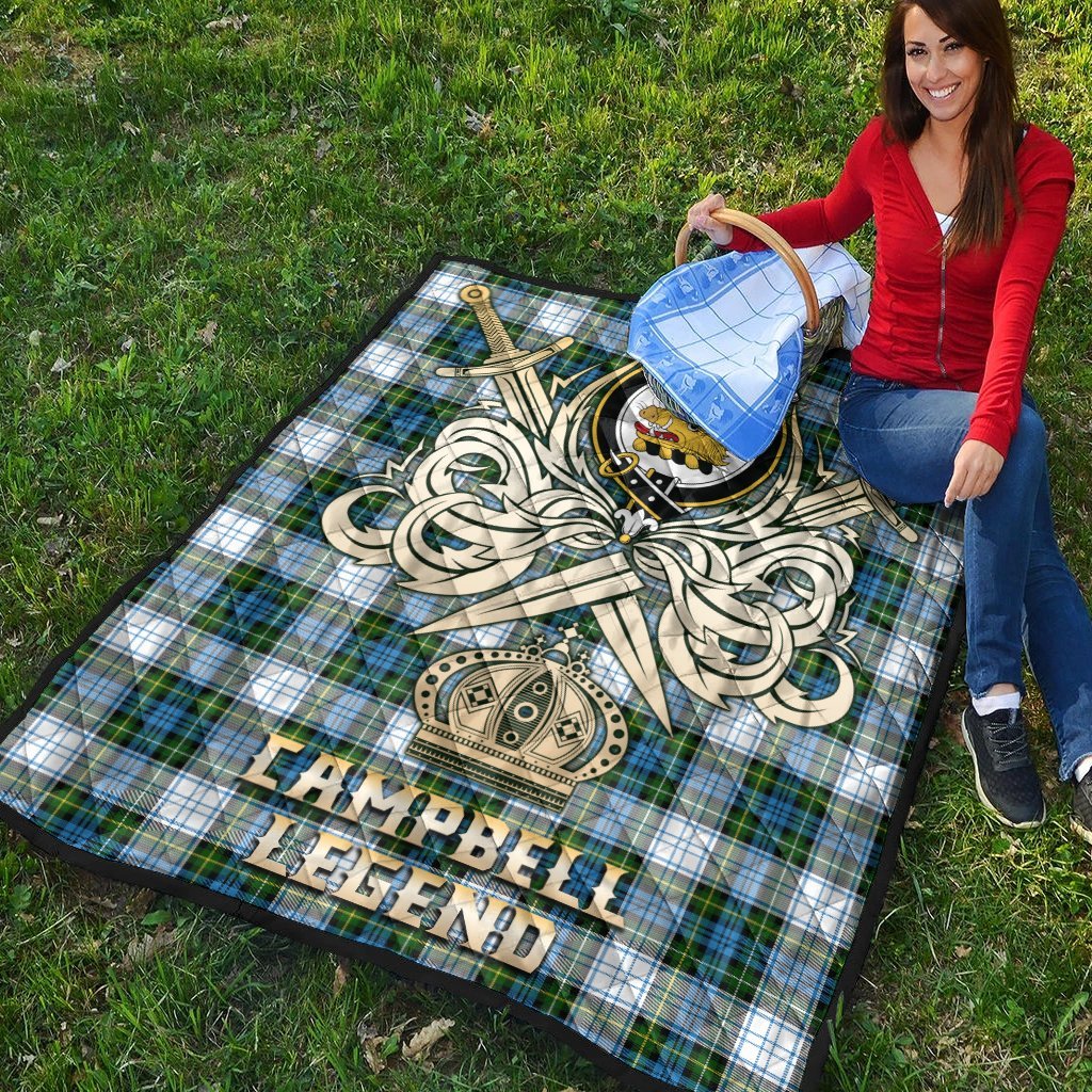 Campbell Dress Tartan Crest Legend Gold Royal Premium Quilt