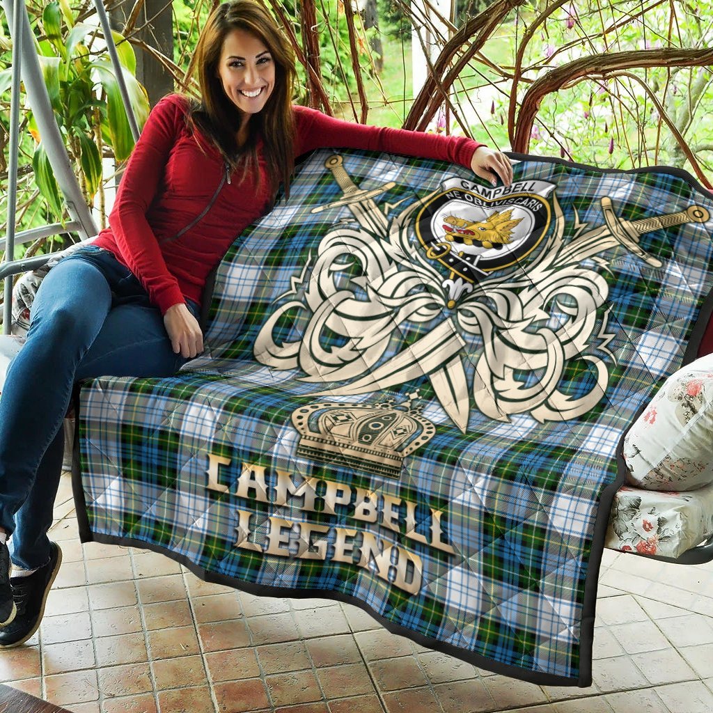 Campbell Dress Tartan Crest Legend Gold Royal Premium Quilt