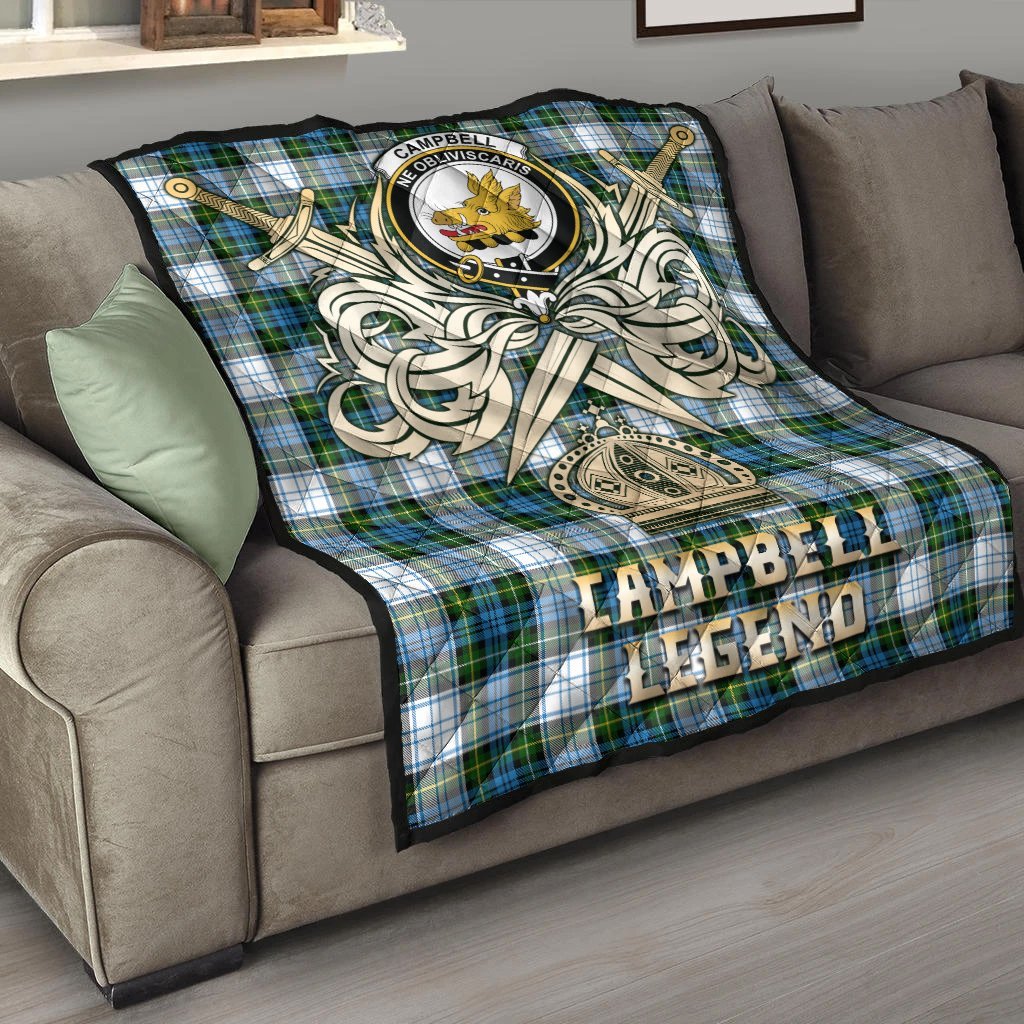 Campbell Dress Tartan Crest Legend Gold Royal Premium Quilt