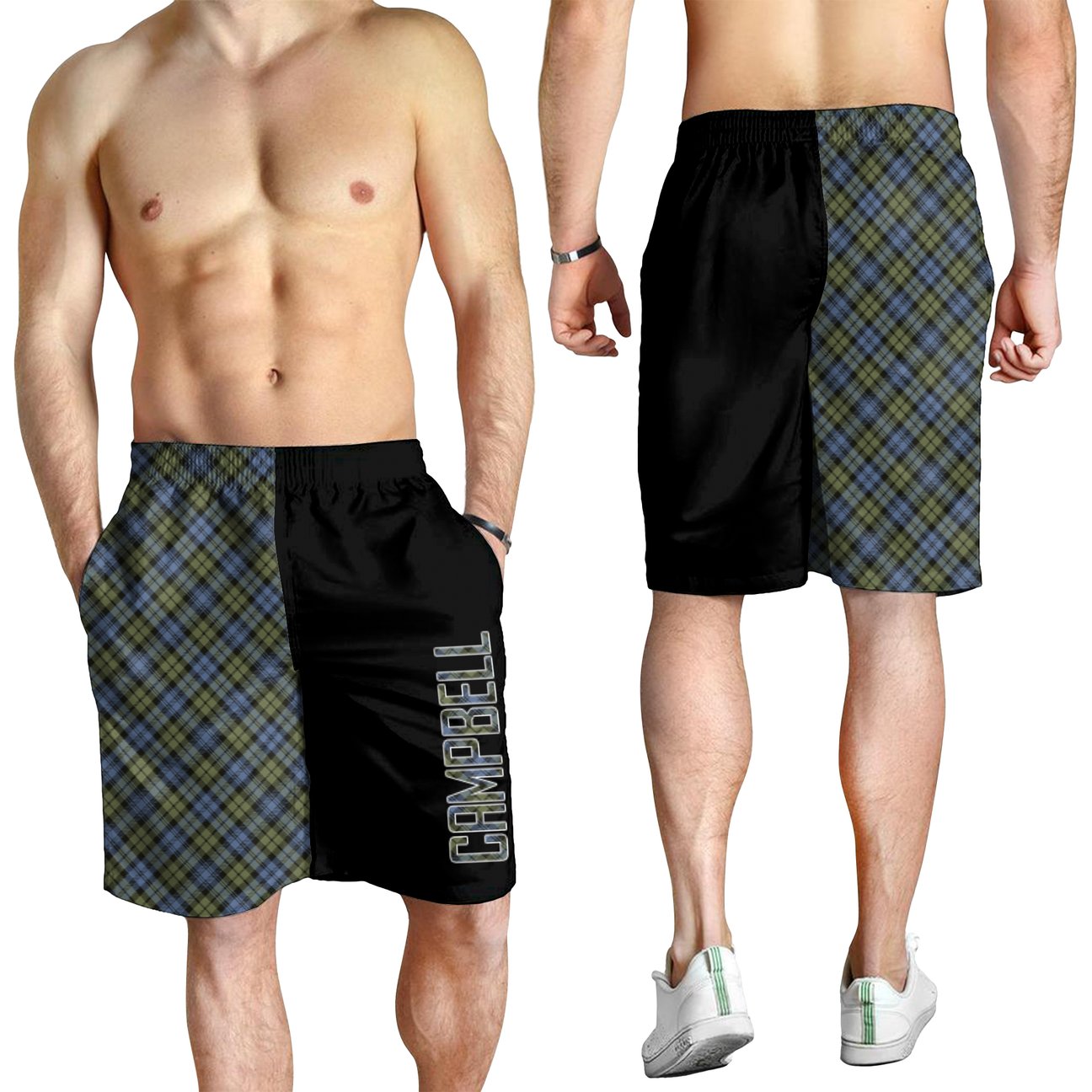 Campbell Faded Tartan Crest Men's Short - Cross Style