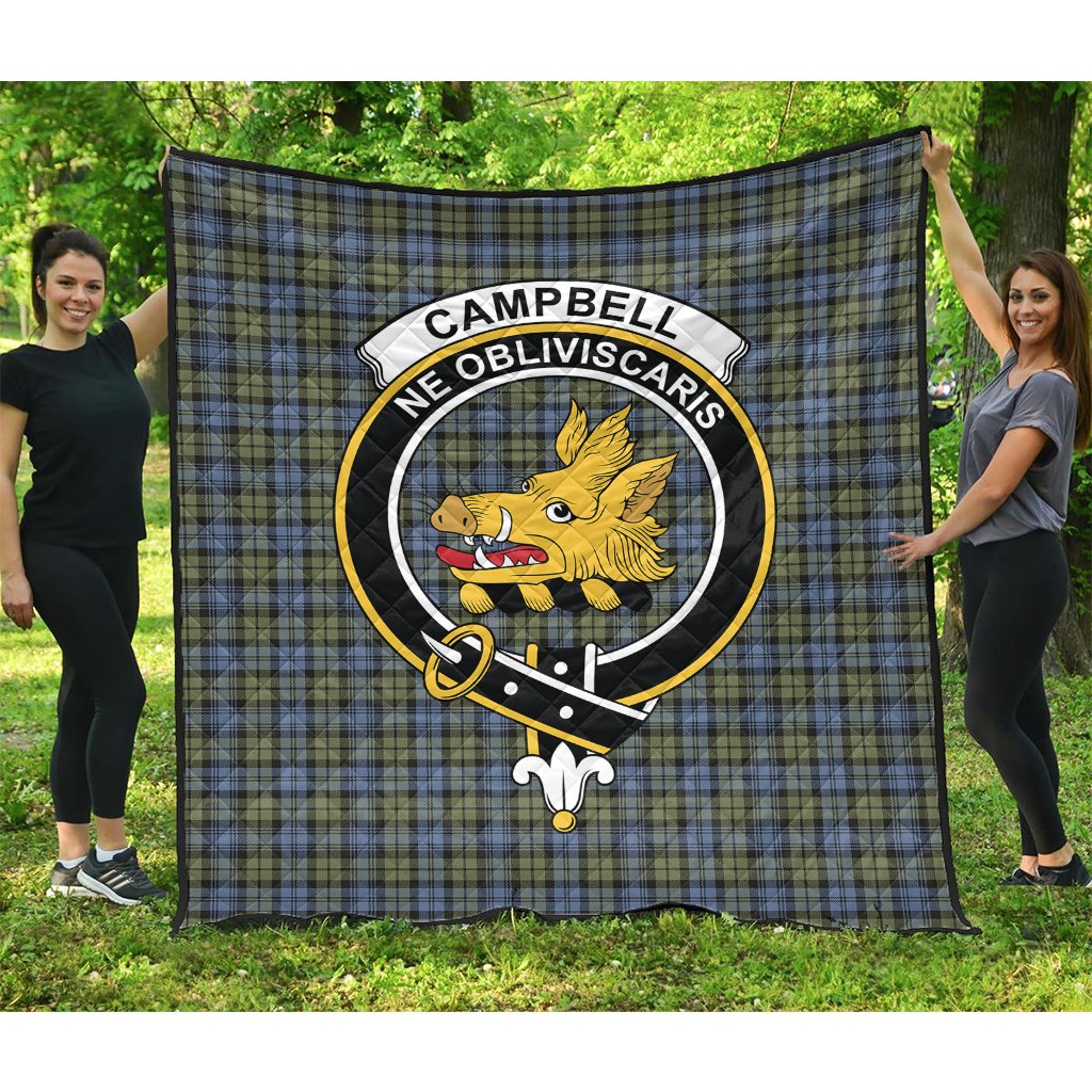 Campbell Faded Tartan Crest Quilt