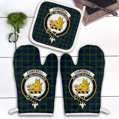 Campbell Modern Tartan Crest Oven Mitt And Pot Holder (2 Oven Mitts + 1 Pot Holder)