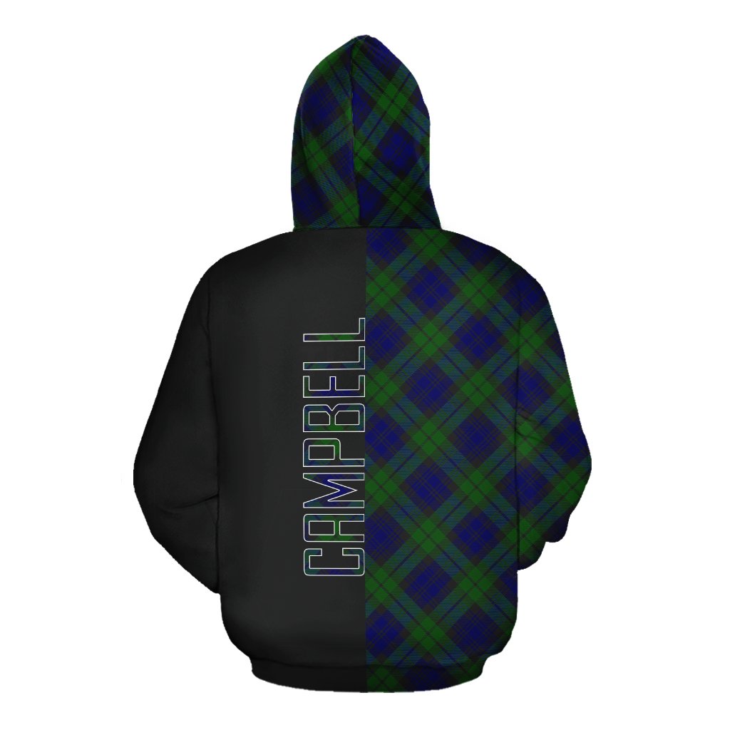 Campbell Modern Tartan Hoodie Half of Me - Cross Style