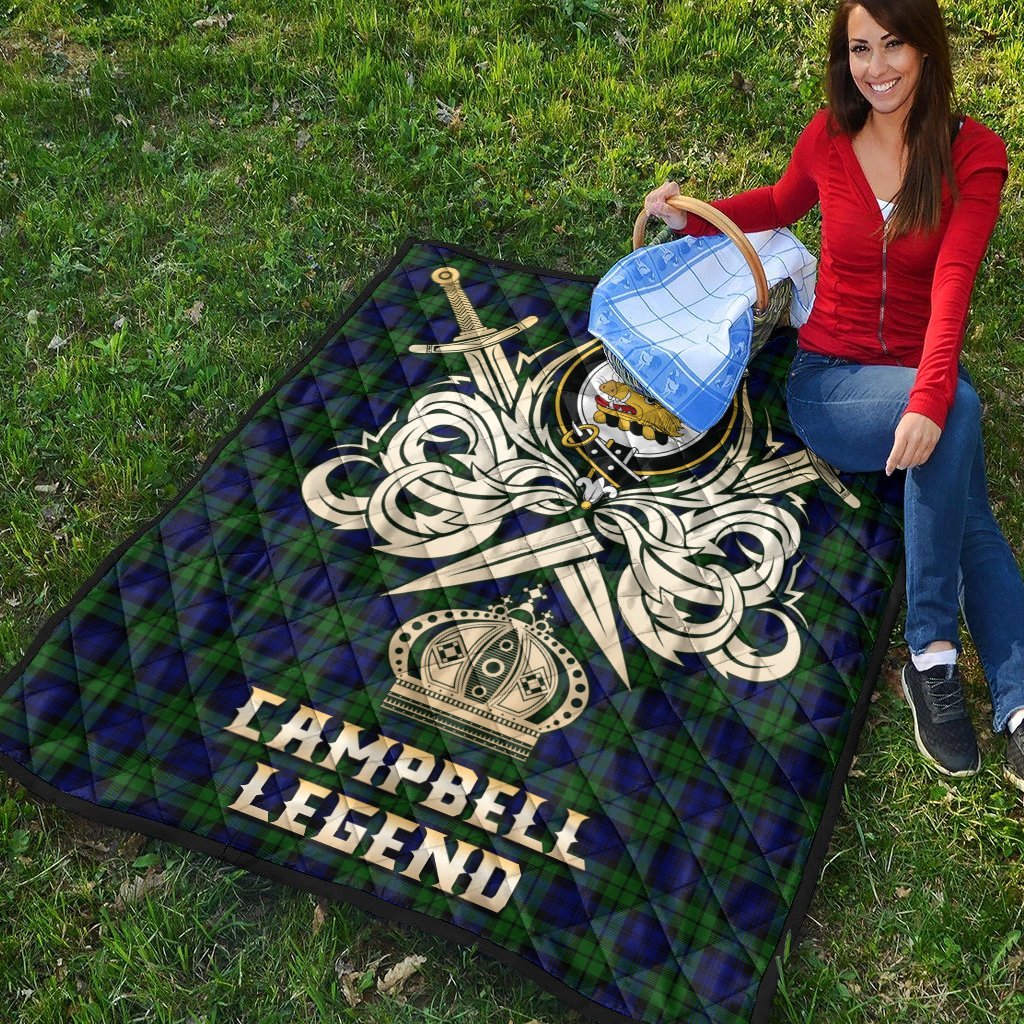 Campbell Modern Tartan Crest Legend Gold Royal Premium Quilt