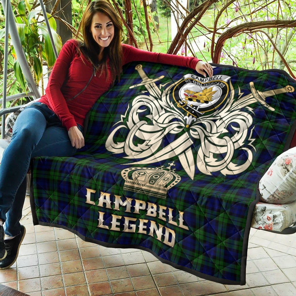 Campbell Modern Tartan Crest Legend Gold Royal Premium Quilt