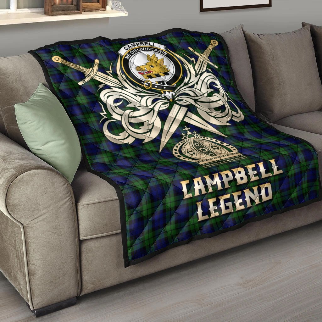 Campbell Modern Tartan Crest Legend Gold Royal Premium Quilt