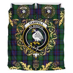 Campbell of Cawdor Tartan Crest Bedding Set - Golden Thistle Style