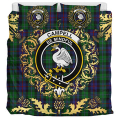 Campbell of Cawdor Tartan Crest Bedding Set - Golden Thistle Style