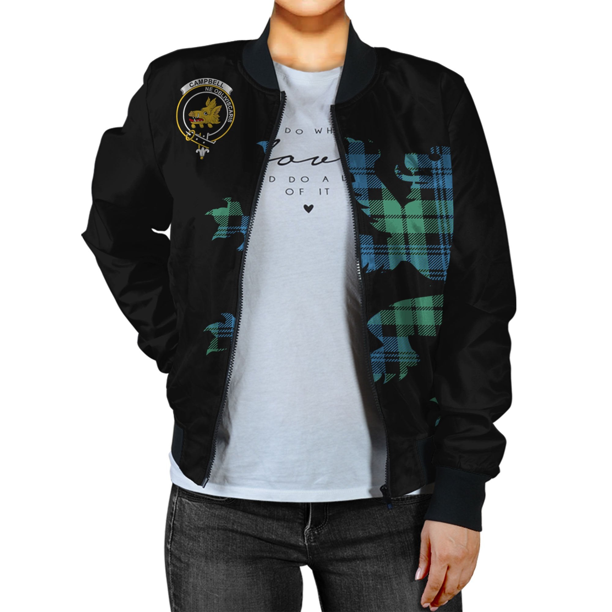 Campbell Tartan Bomber Jacket Lion & Thistle