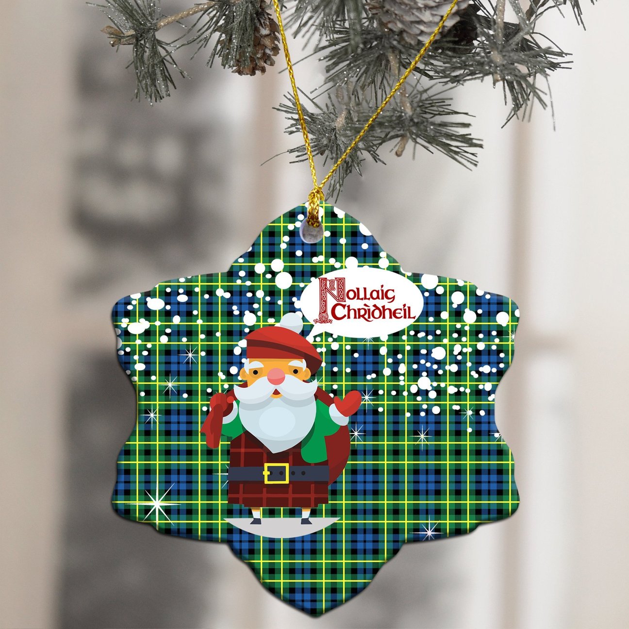 Campbell of Breadalbane Ancient Tartan Christmas Ceramic Ornament - Santa Style