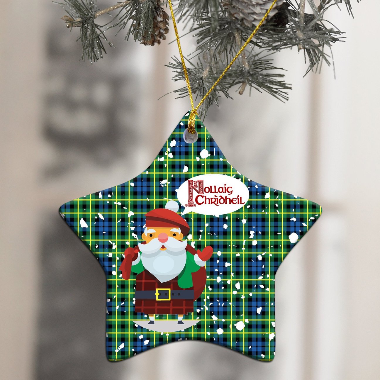 Campbell of Breadalbane Ancient Tartan Christmas Ceramic Ornament - Santa Style