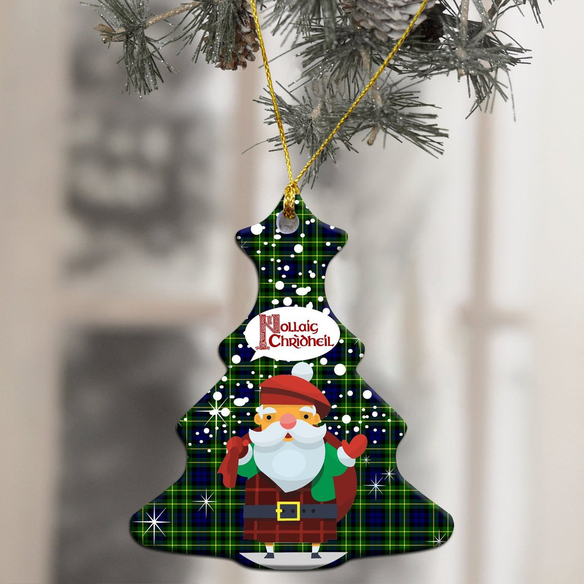 Campbell of Breadalbane Modern Tartan Christmas Ceramic Ornament - Santa Style