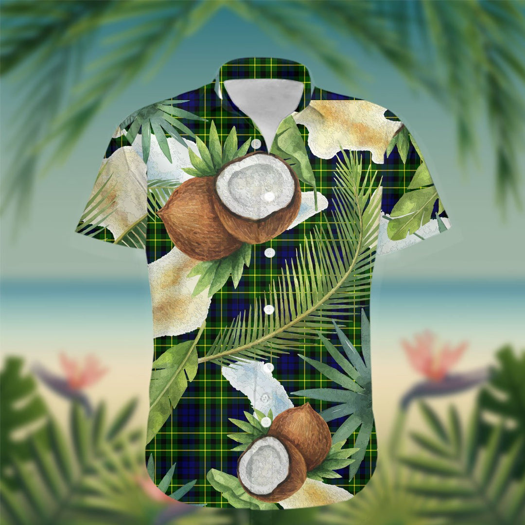 Campbell of Breadalbane Tartan Hawaiian Shirt Hibiscus, Coconut, Parrot, Pineapple - Tropical Garden Shirt