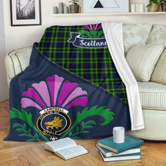 Campbell of Cawdor Tartan Crest Premium Blanket - Thistle Style