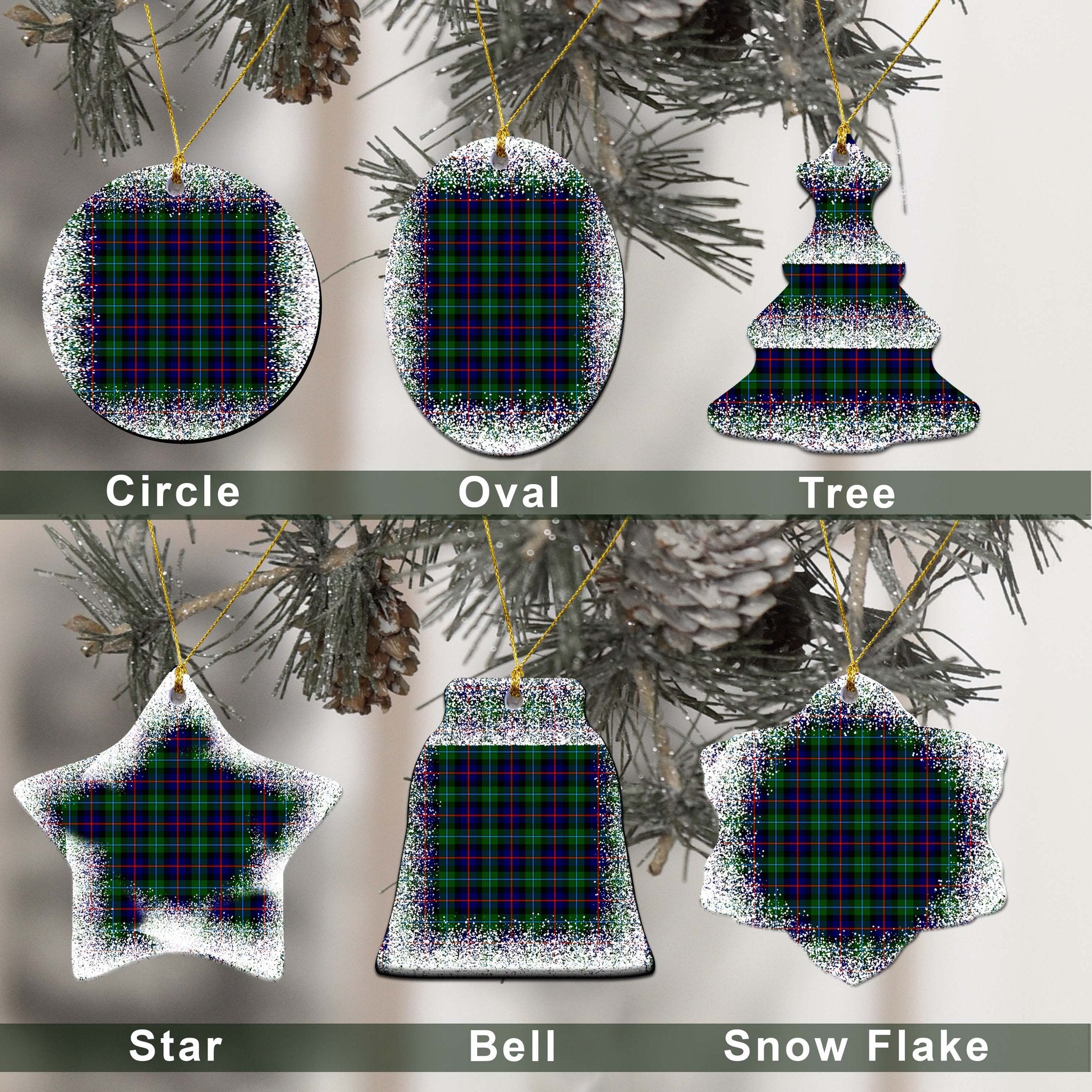 Campbell of Cawdor Tartan Christmas Ceramic Ornament - Snow Style