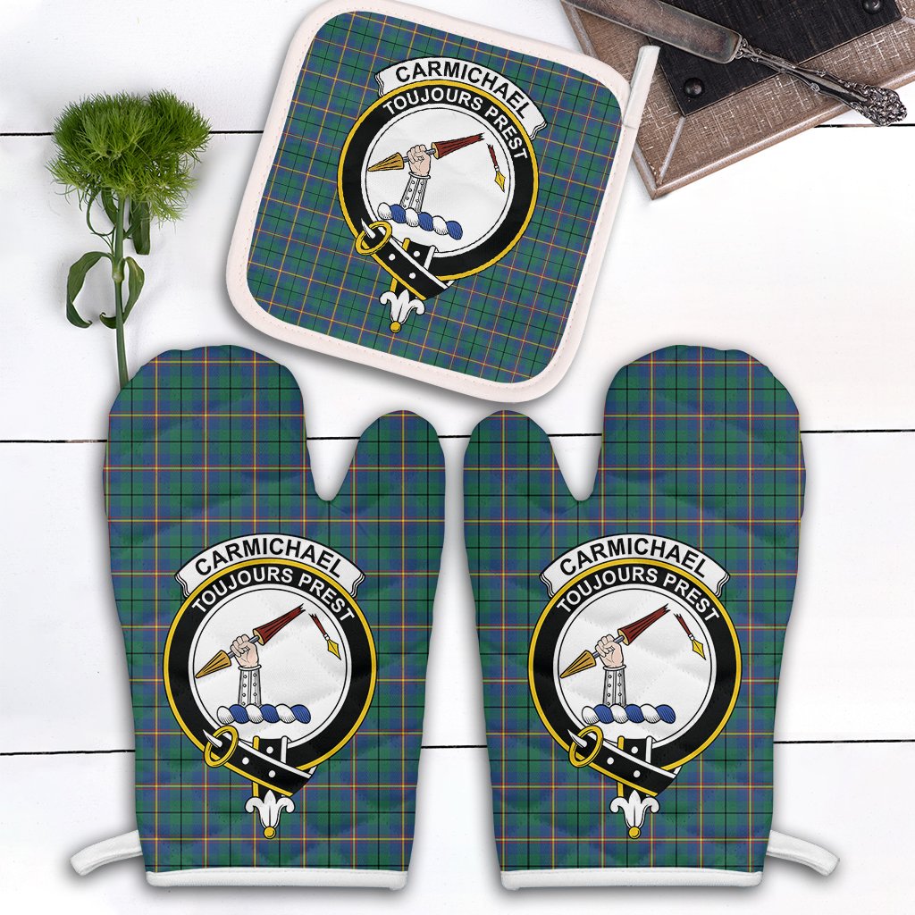 Carmichael Ancient Tartan Crest Oven Mitt And Pot Holder (2 Oven Mitts + 1 Pot Holder)