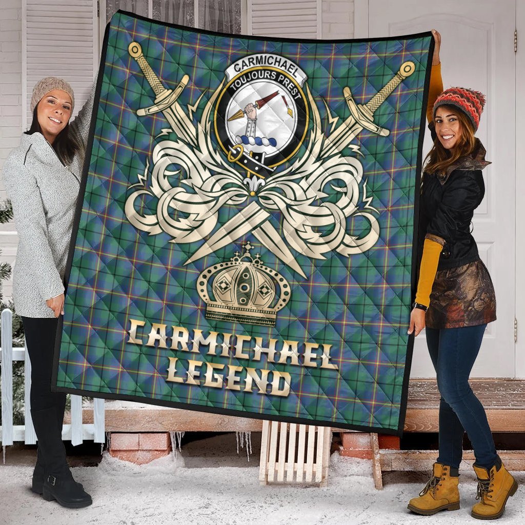 Carmichael Ancient Tartan Crest Legend Gold Royal Premium Quilt