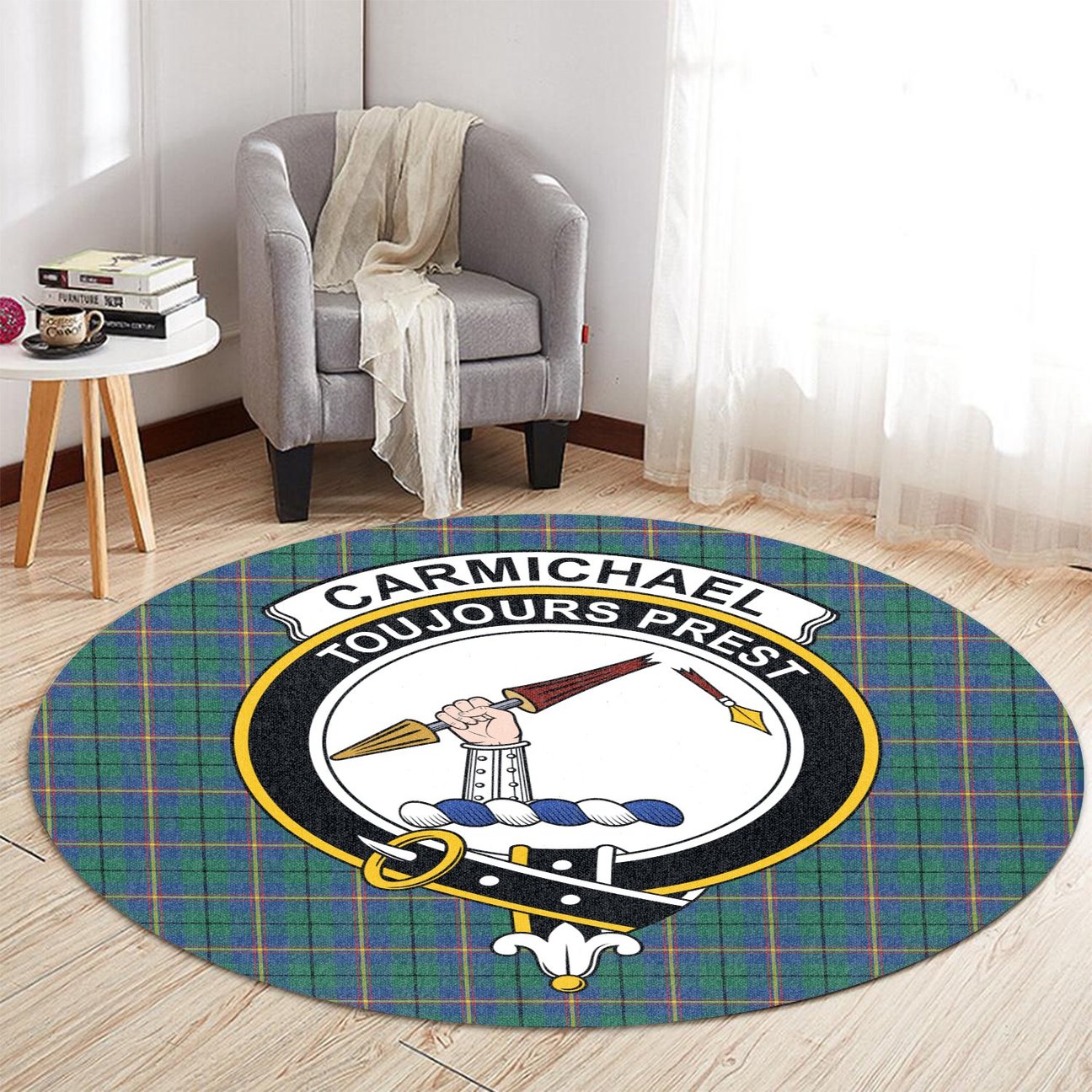 Carmichael Ancient Tartan Crest Round Rug