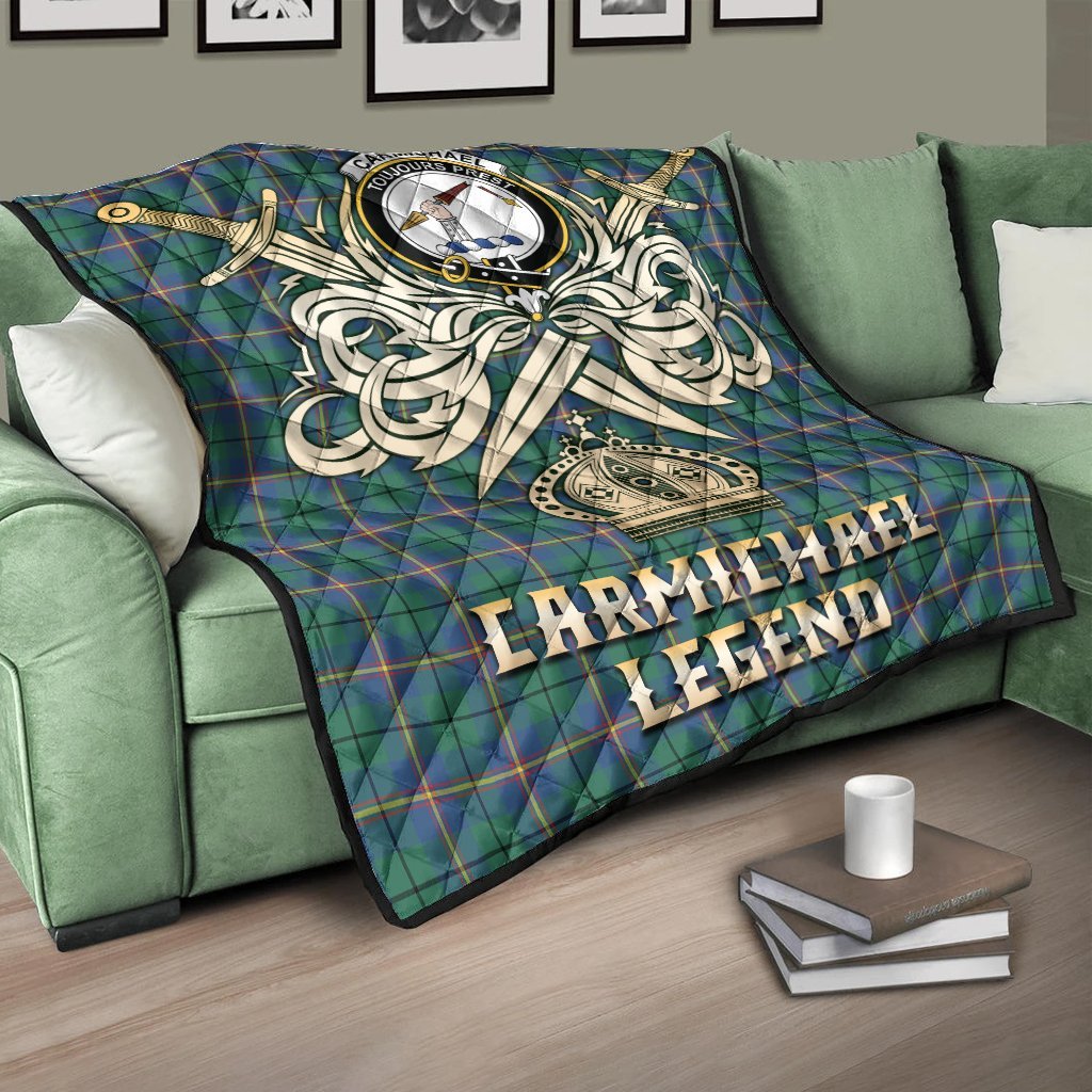 Carmichael Ancient Tartan Crest Legend Gold Royal Premium Quilt