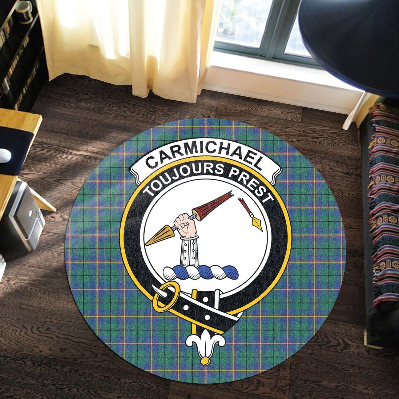 Carmichael Ancient Tartan Crest Round Rug