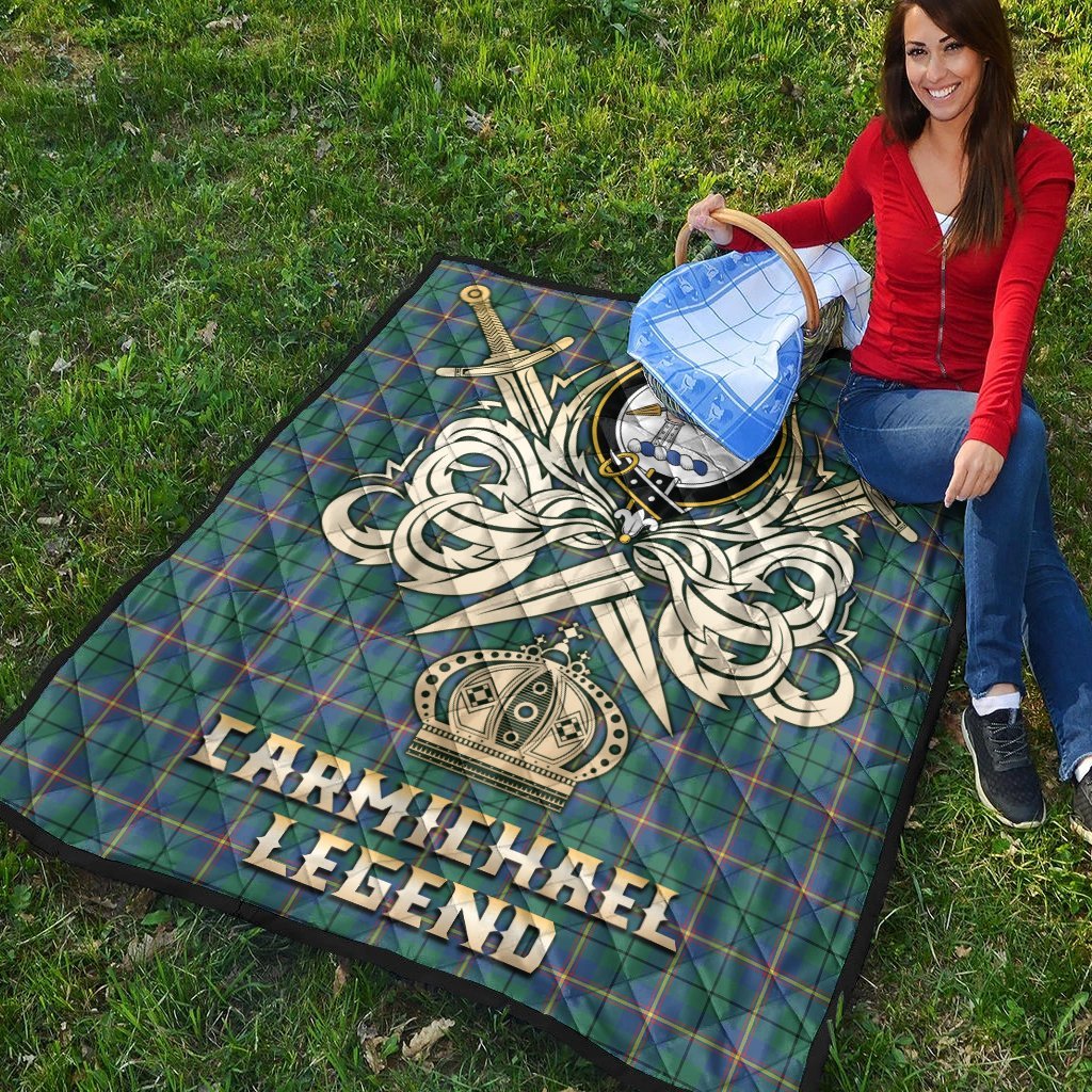 Carmichael Ancient Tartan Crest Legend Gold Royal Premium Quilt