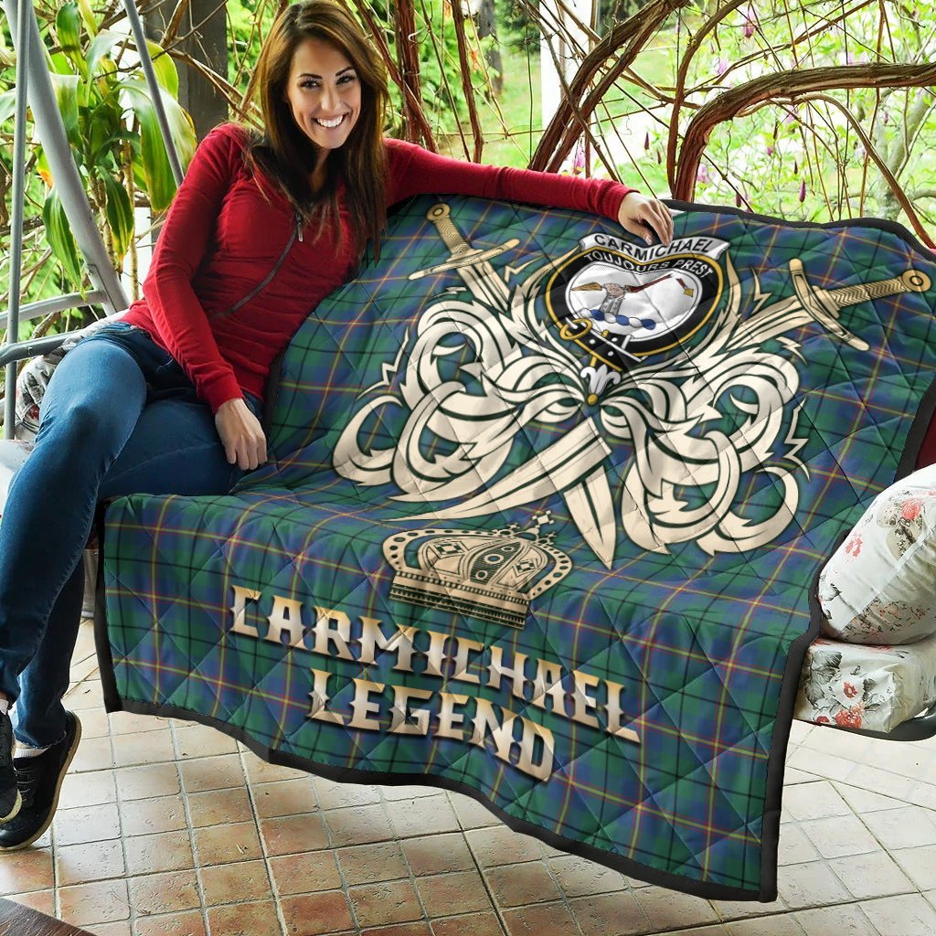 Carmichael Ancient Tartan Crest Legend Gold Royal Premium Quilt