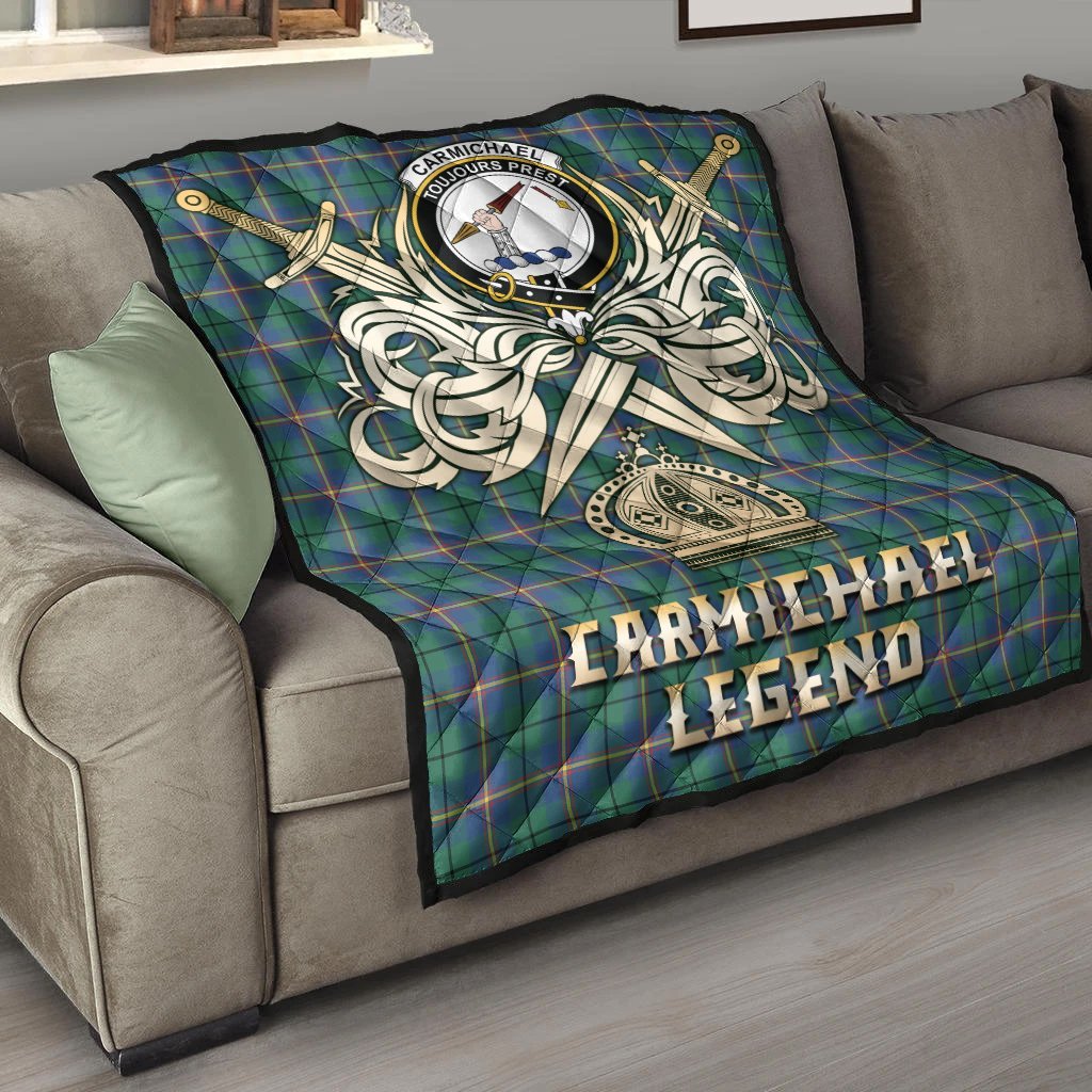 Carmichael Ancient Tartan Crest Legend Gold Royal Premium Quilt