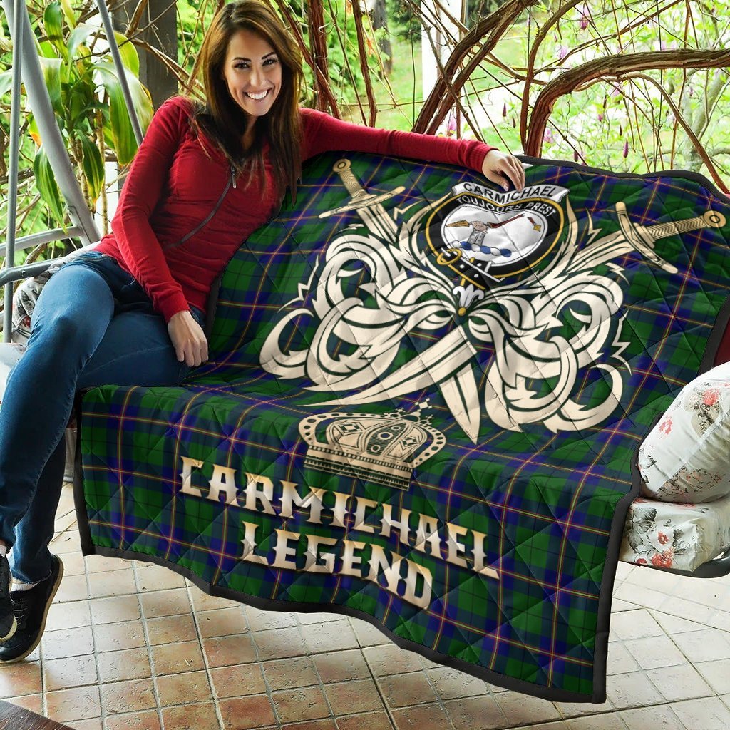 Carmichael Modern Tartan Crest Legend Gold Royal Premium Quilt