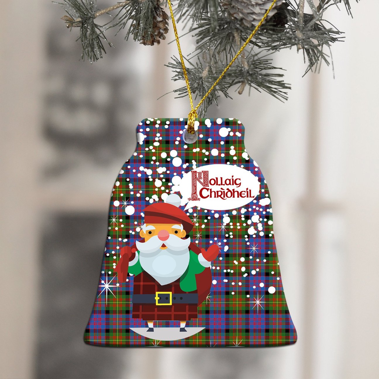 Carnegie Ancient Tartan Christmas Ceramic Ornament - Santa Style