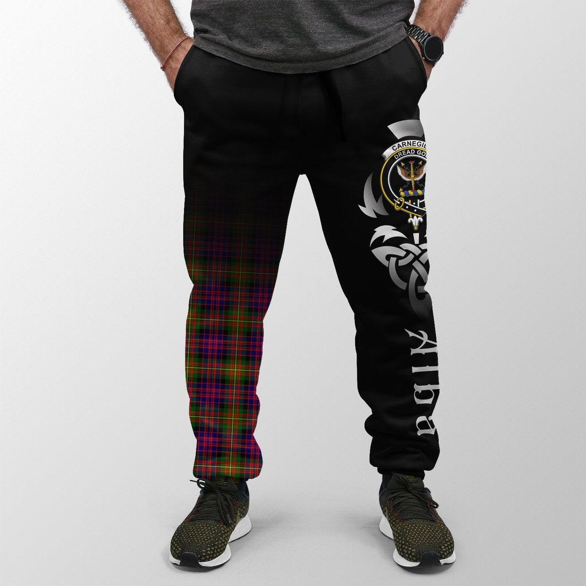 Carnegie Modern Tartan Crest Jogger Sweatpants - Alba Celtic Style