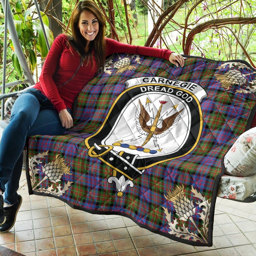 Carnegie Ancient Tartan Crest Premium Quilt - Gold Thistle Style