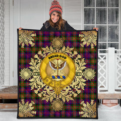 Carnegie Modern Tartan Crest Premium Quilt - Gold Thistle Style