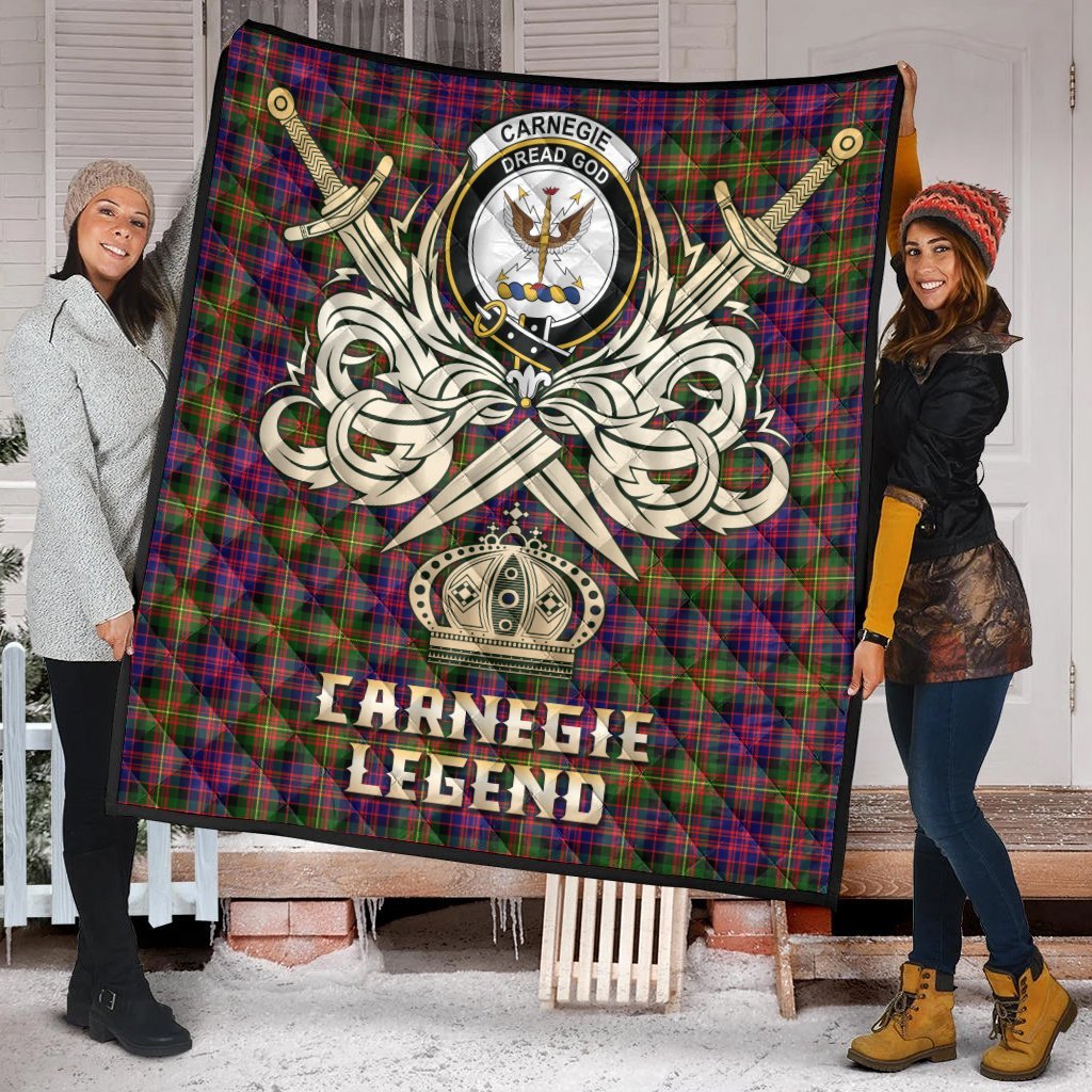 Carnegie Modern Tartan Crest Legend Gold Royal Premium Quilt