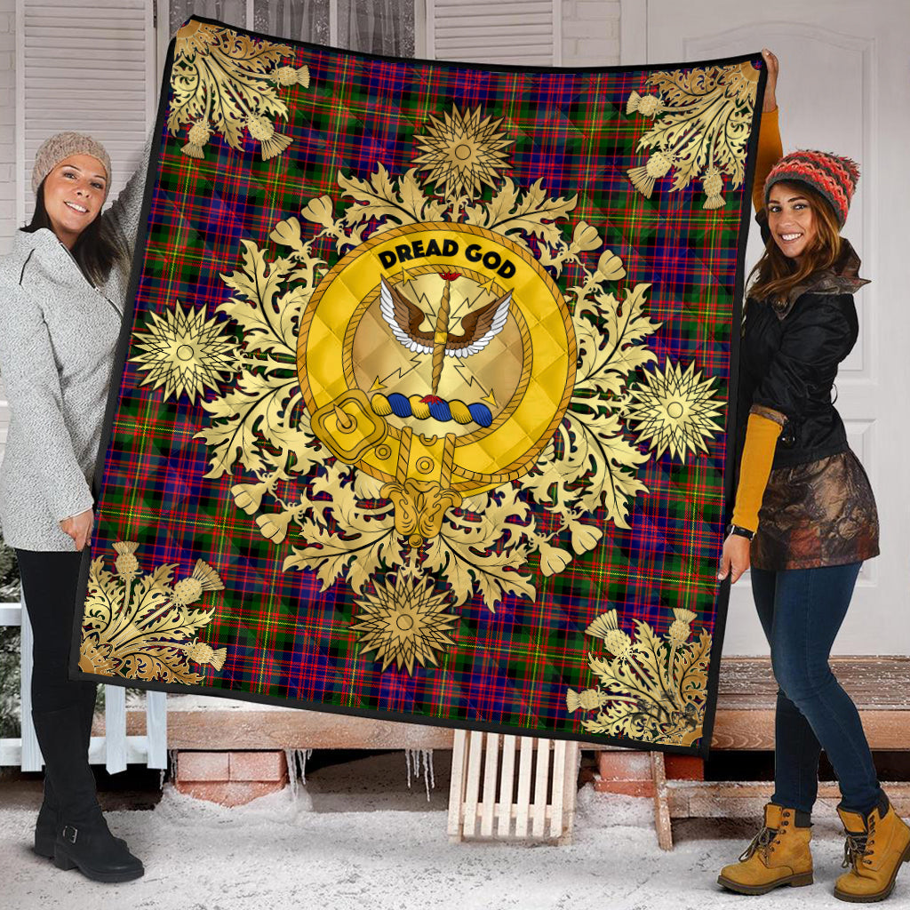 Carnegie Modern Tartan Crest Premium Quilt - Gold Thistle Style