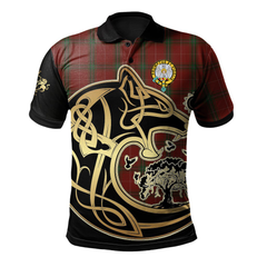 Carruthers Modern Tartan Official Crest Polo Shirt Viking Wolf