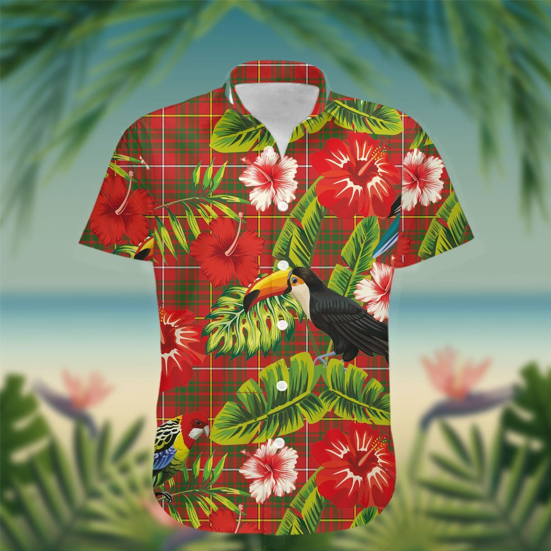 Carruthers Tartan Hawaiian Shirt Hibiscus, Coconut, Parrot, Pineapple - Tropical Garden Shirt