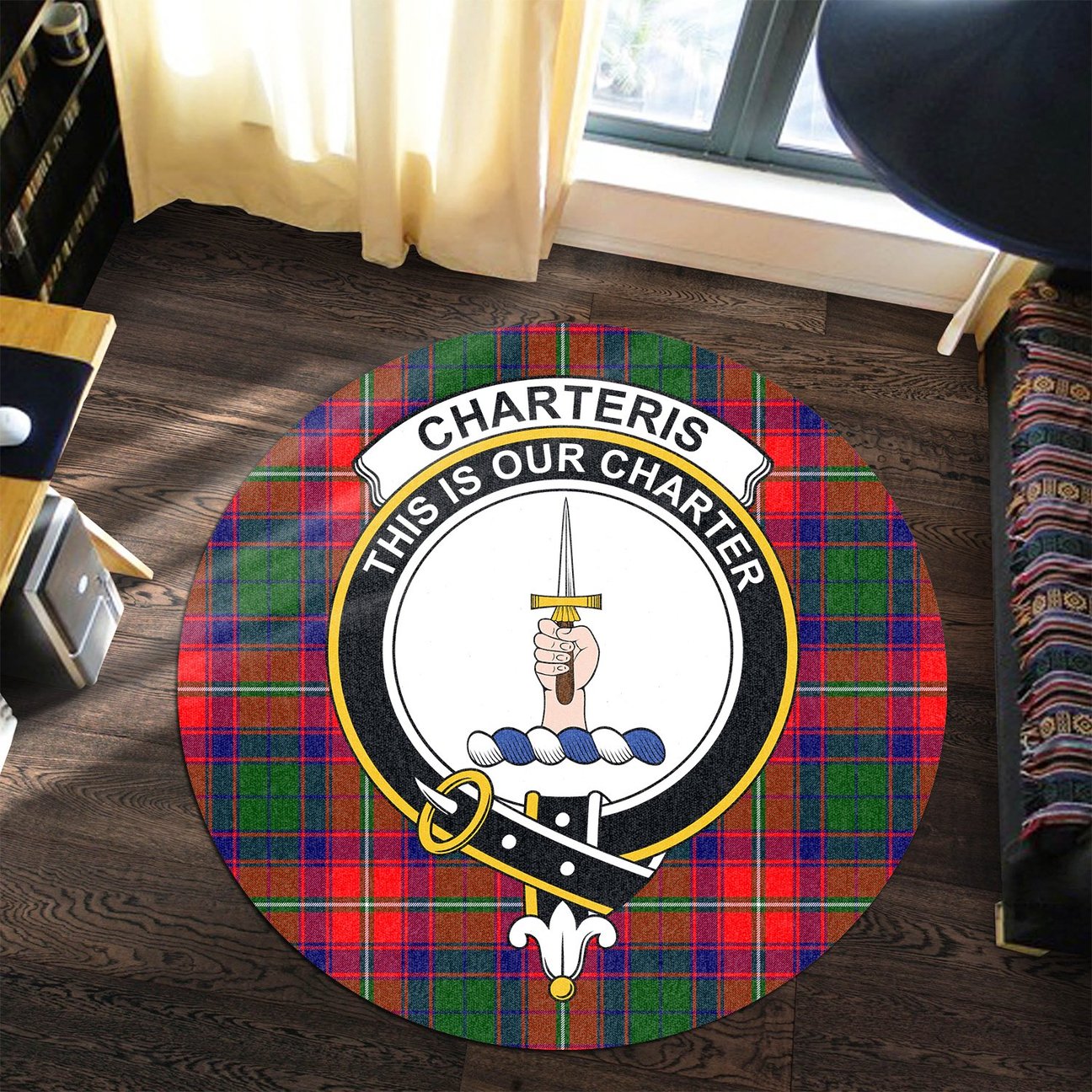 Charteris Tartan Crest Round Rug