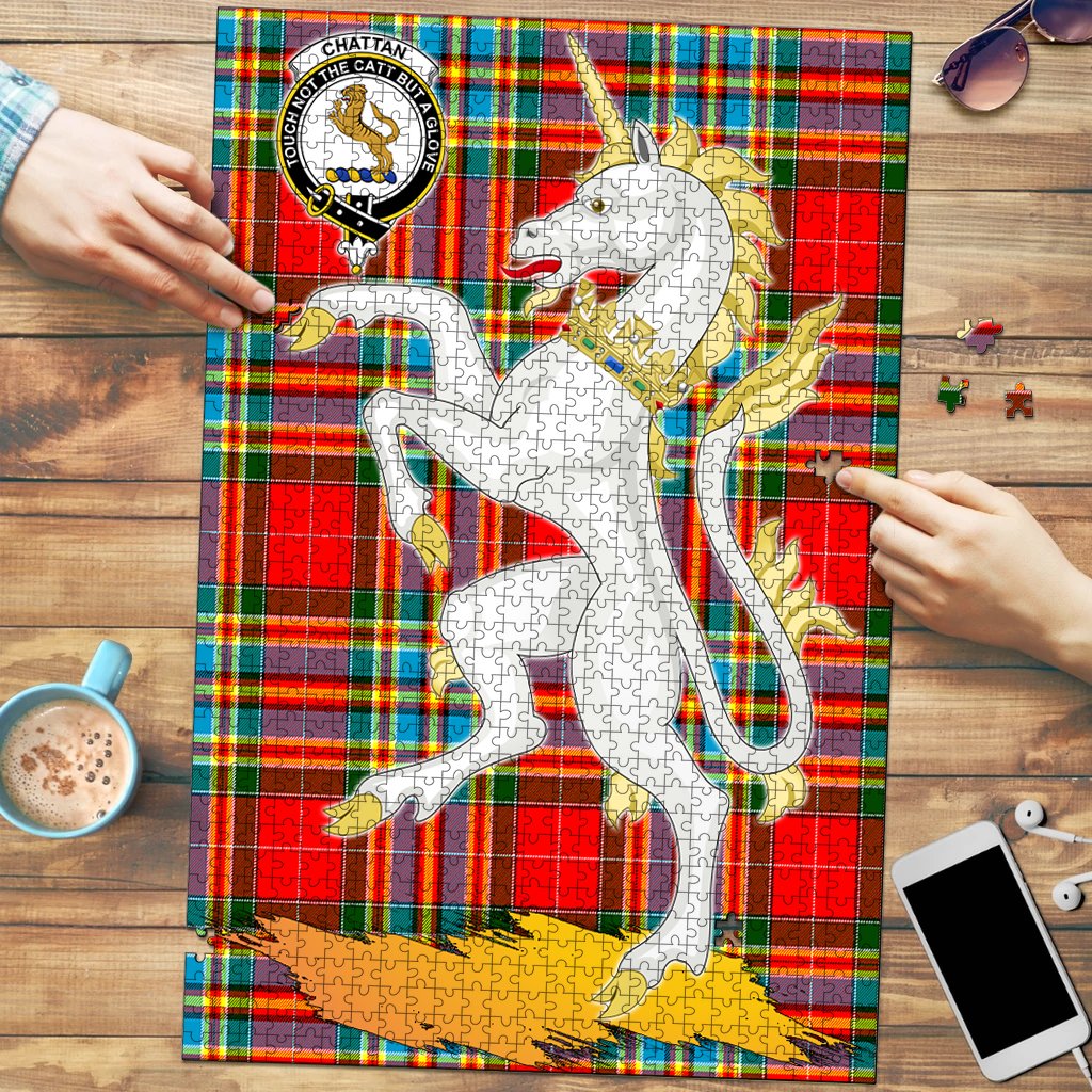 Chattan Tartan Crest Unicorn Scotland Jigsaw Puzzles