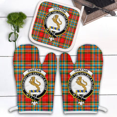 Chattan Tartan Crest Oven Mitt And Pot Holder (2 Oven Mitts + 1 Pot Holder)