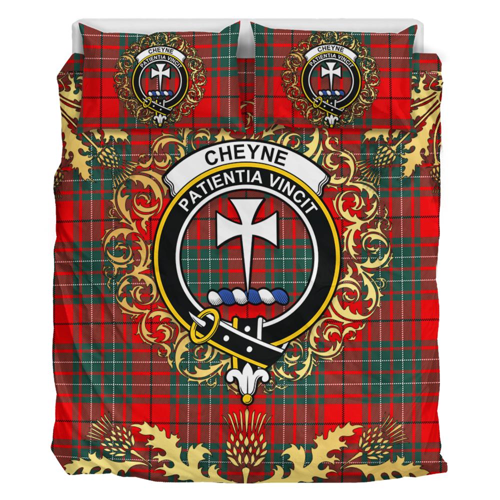 Cheyne Tartan Crest Bedding Set - Golden Thistle Style