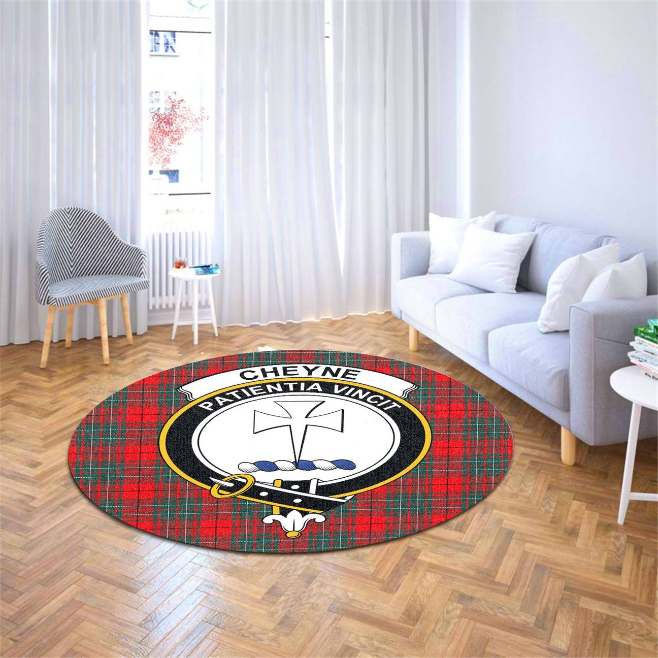 Cheyne Tartan Crest Round Rug