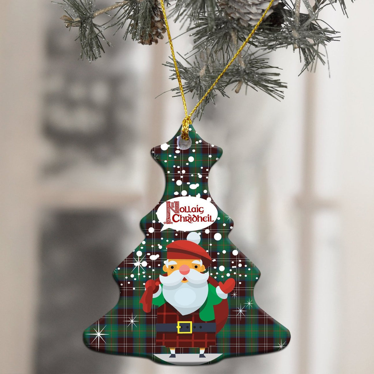 Chisholm Hunting Ancient Tartan Christmas Ceramic Ornament - Santa Style